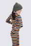 Macpac Kids' 220 Merino Long Sleeve Top, Bering Sea/Flame Orange Stripe, hi-res