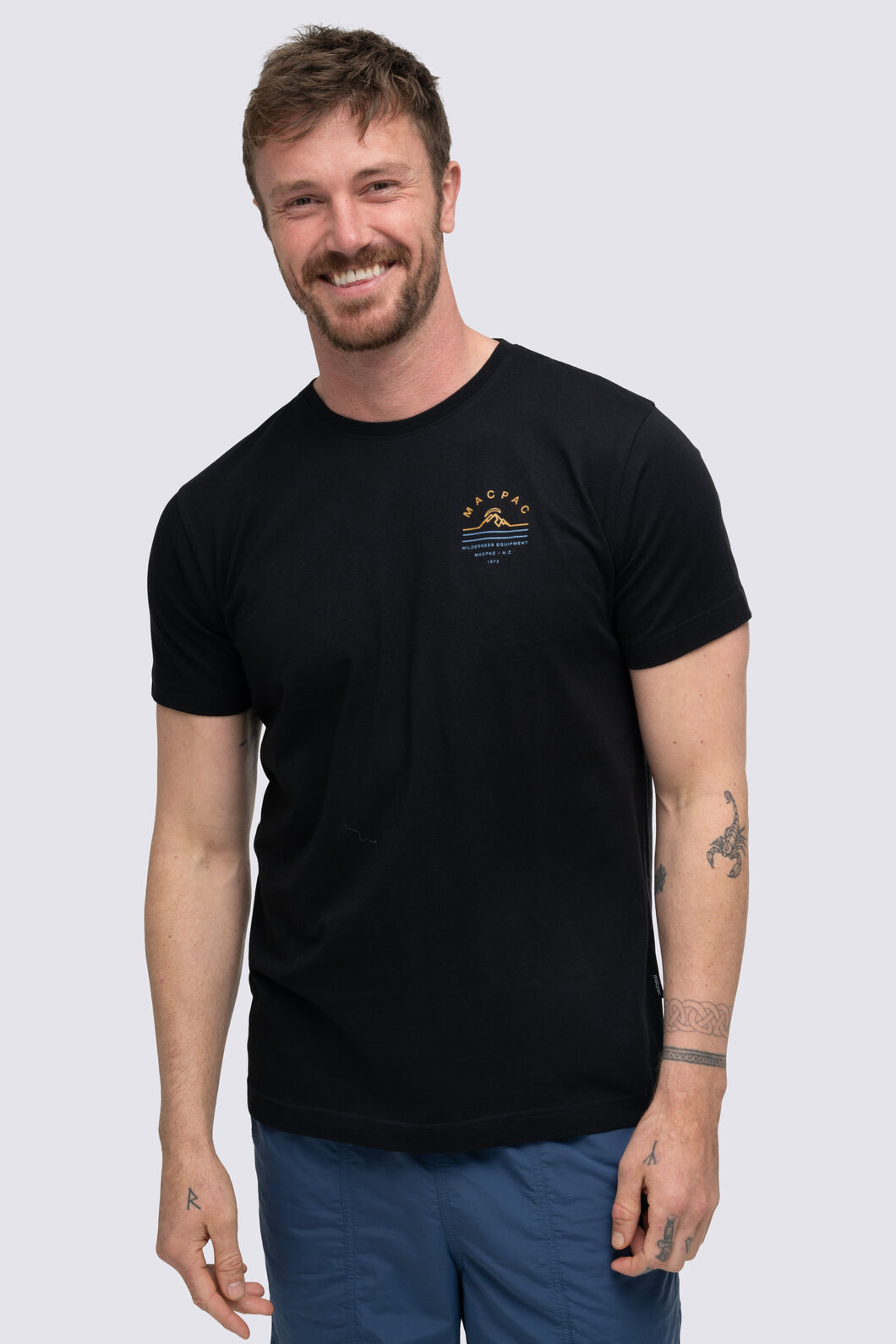Macpac Men's Alps Fairtrade Organic Short Sleeve T-Shirt, Black, hi-res
