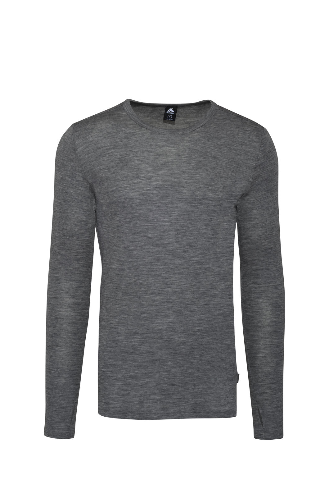 Macpac Men's 220 Merino Long Sleeve Top, Mid Grey Marle, hi-res