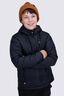 Macpac Kids' Pulsar Alpha Hooded Insulated Jacket, Black/Glazed Ginger Print, hi-res