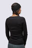 Macpac Women's 150 Merino V-Neck Top, Black, hi-res
