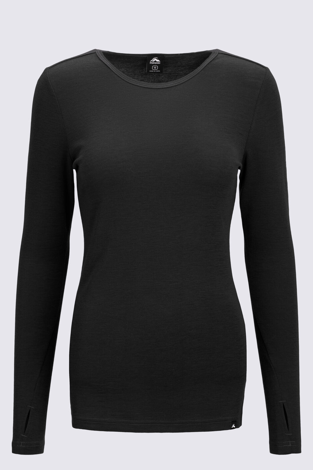 Macpac Women's 220 Merino Long Sleeve Top, Black, hi-res
