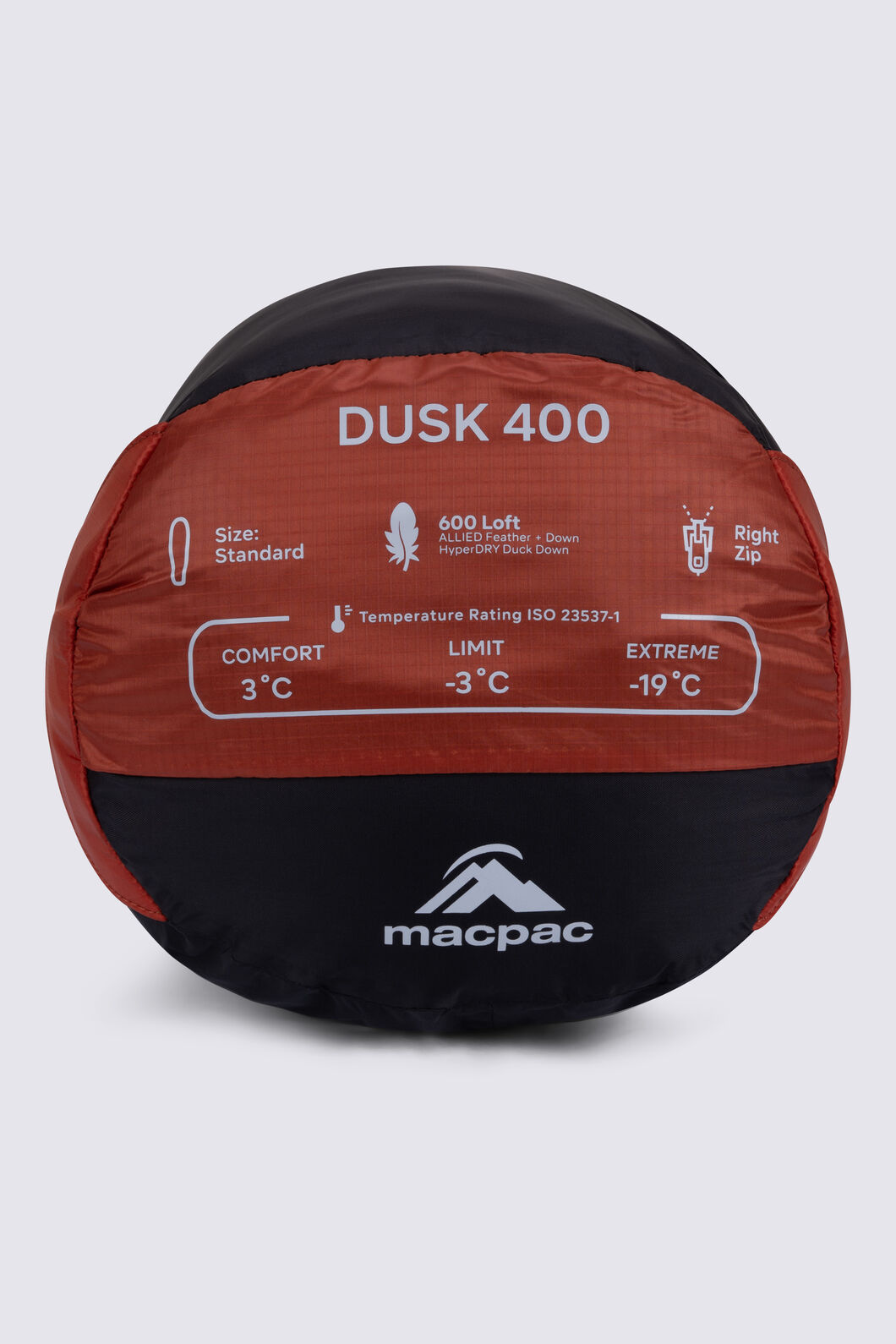 Macpac Standard Dusk 400 Down Sleeping Bag (-3&deg;C), Ketchup/Tangerine, hi-res