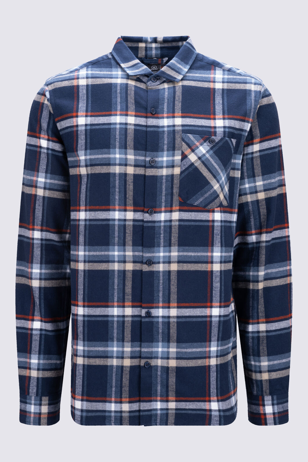 Macpac Men's Sutherland Flannel Shirt, Navy Plaid, hi-res