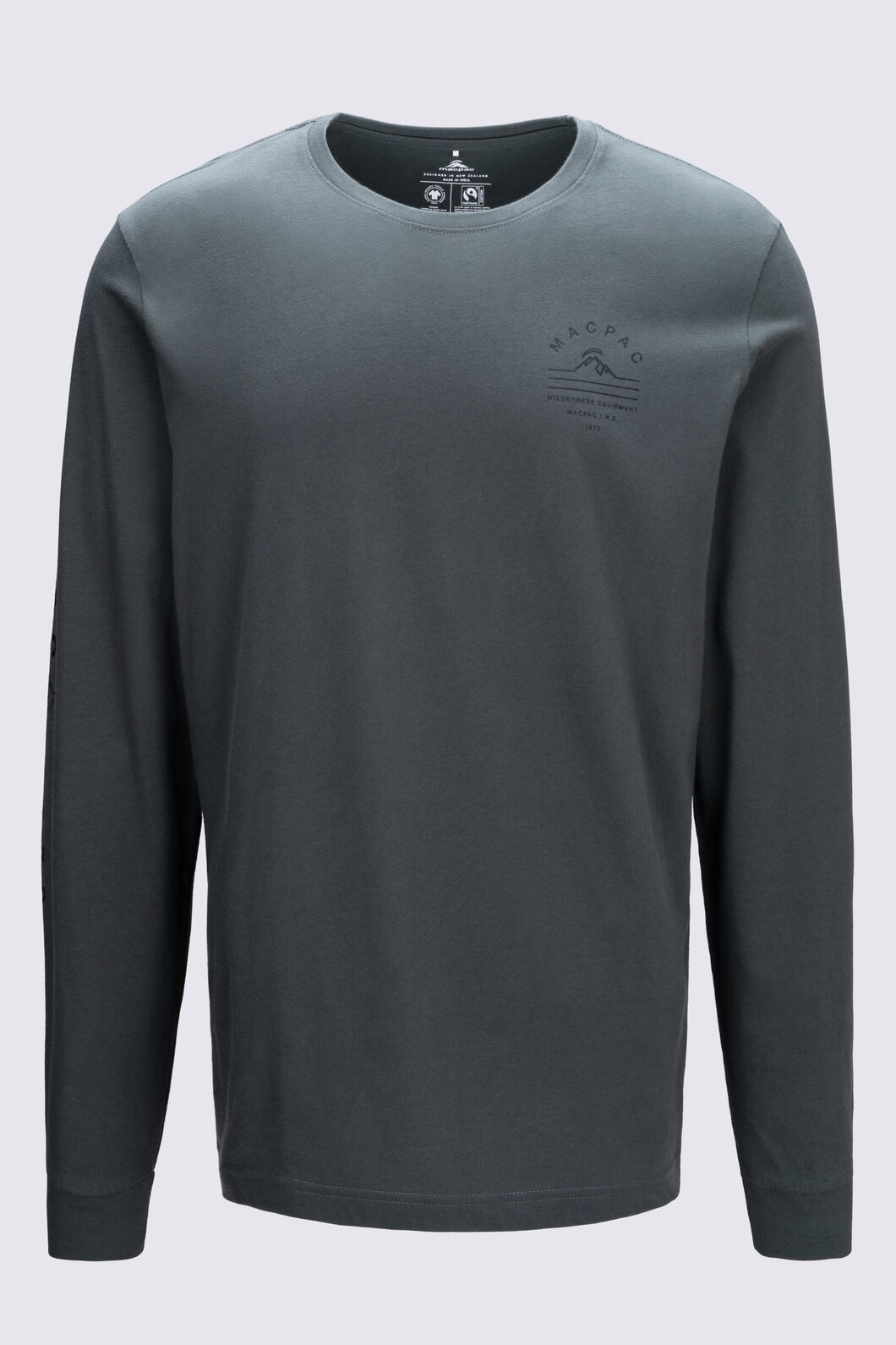 Macpac Men's Alps Fairtrade Organic Cotton Long Sleeve T-Shirt, Urban Chic, hi-res