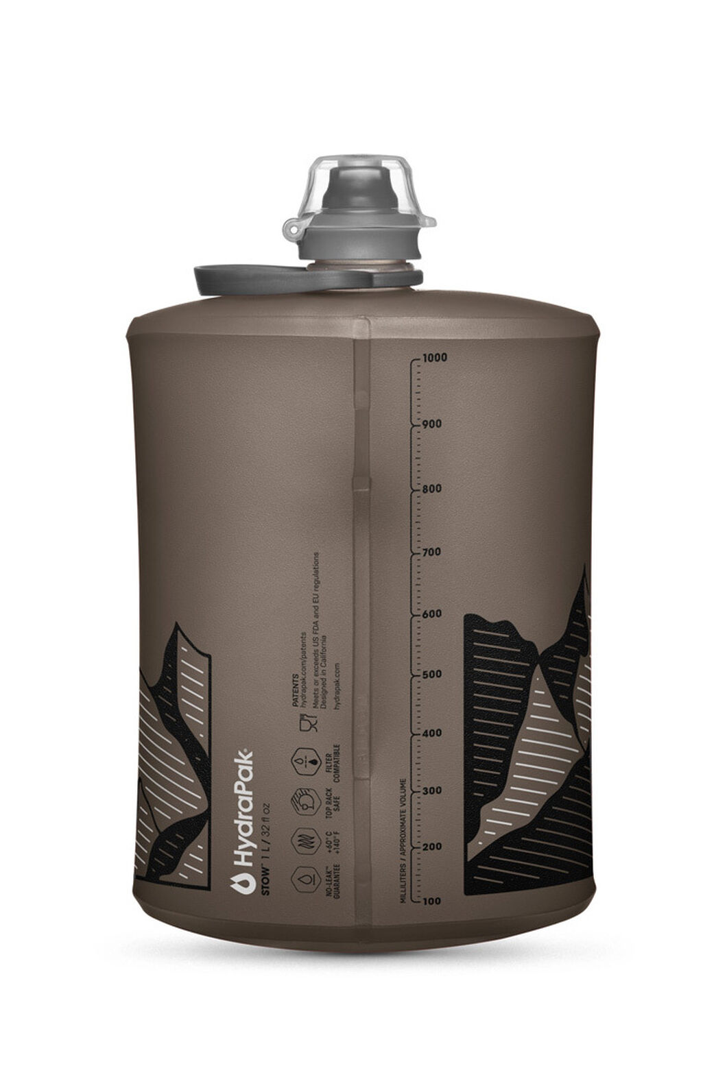 HydraPak Stow Bottle &mdash; 1L, Mammoth Grey, hi-res