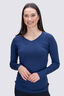 Macpac Women's 150 Merino V-Neck Top, Naval Academy, hi-res