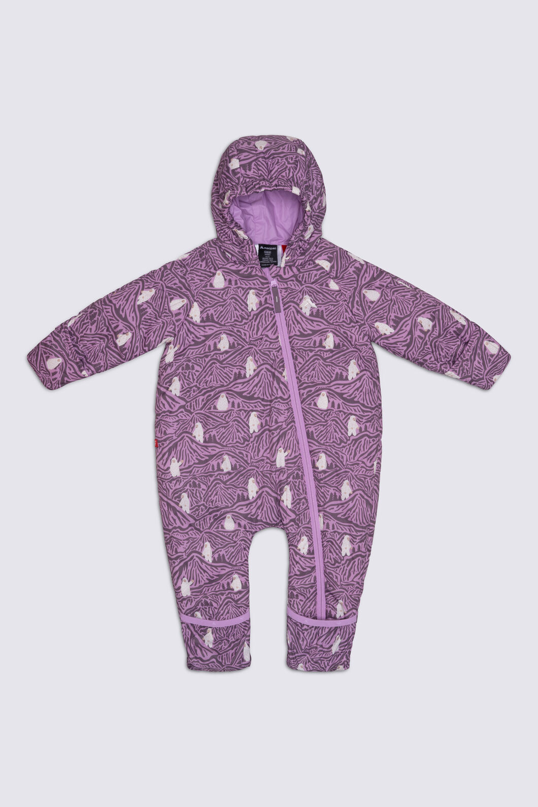 Macpac Baby Pulsar Insulated Onesie, Yeti Mountain Print, hi-res