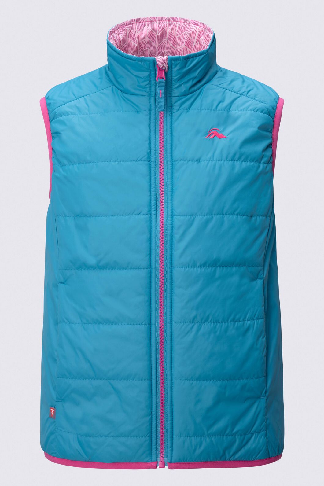 Macpac Kids' Pulsar Alpha Insulated Vest, Biscay Blue/Lilac Rose Print, hi-res