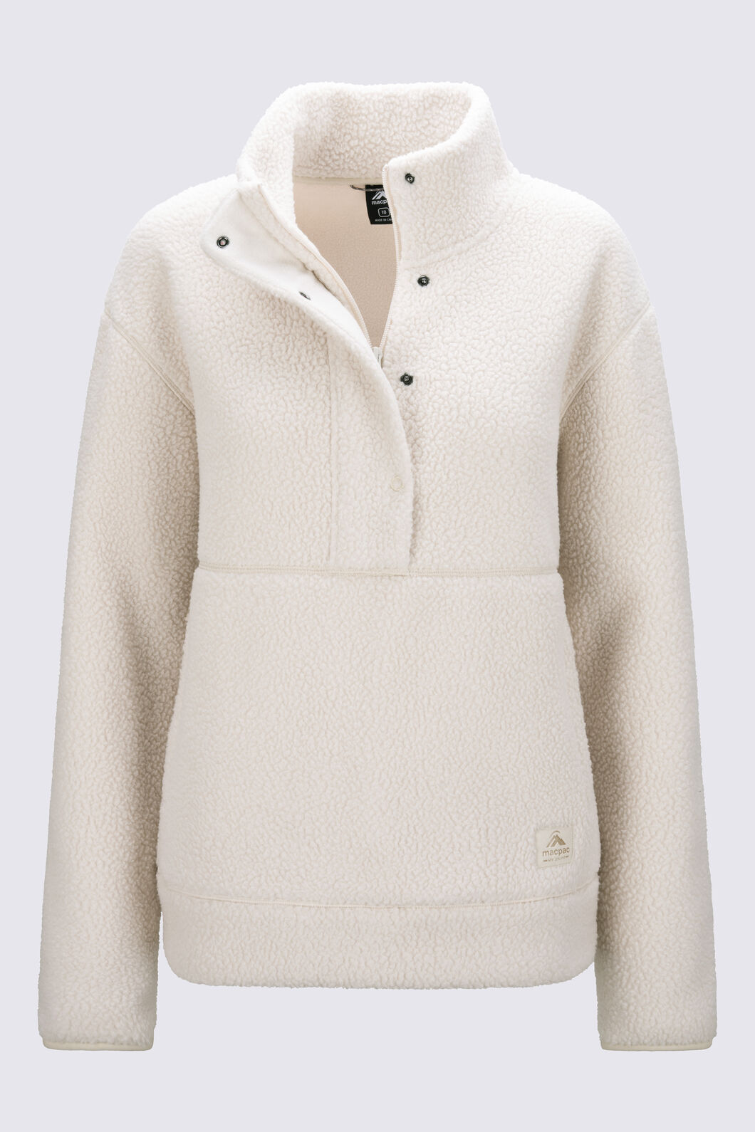 Macpac Women's Pandora High Pile Fleece Pullover, French Oak, hi-res