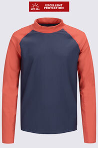 Macpac Kids' Rash Top, Burnt Sienna/Odyssey, hi-res