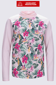 Macpac Kids' Rash Top, Pink/Floral Print, hi-res