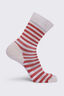 Macpac Footprint Sock, Cranberry/French Oak Stripe, hi-res