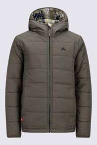 Macpac Kids' Pulsar Alpha Hooded Insulated Jacket, Grape Leaf/Green Camo Print, hi-res