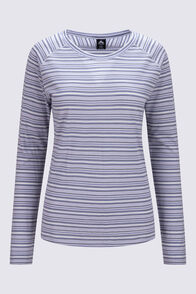 Macpac Women's Ella 180 Merino Long Sleeve T-Shirt, Cosmic Sky/Odyssey Stripe, hi-res