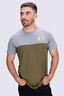 Macpac Patch Panel Fairtrade Organic Cotton Tee — Men's, Winter Moss/Grey Marle, hi-res