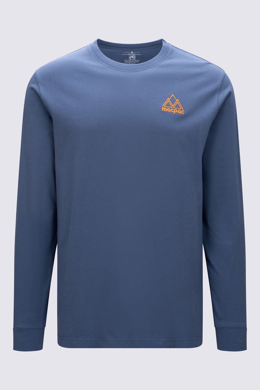 Macpac Men's Vintage Embroidered Fairtrade Organic Cotton Long Sleeve T-Shirt, Bering Sea, hi-res