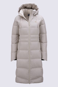 Macpac Women's Aurora Long Hooded Down Coat, French Oak, hi-res