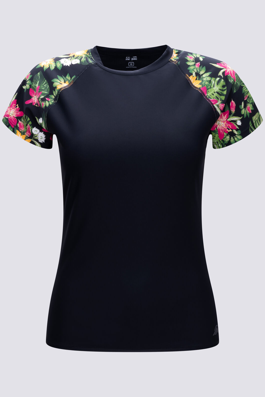 Macpac Women's Short Sleeve Rash Top, Black/Tahitian Dream, hi-res