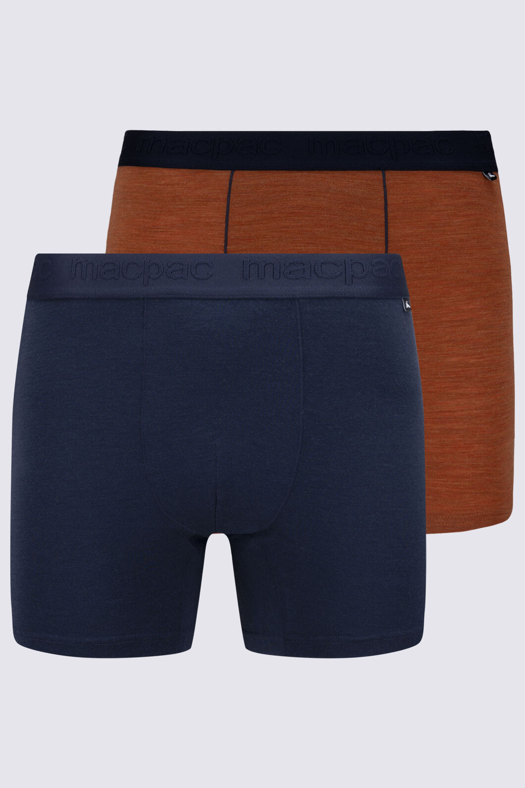 Macpac Men's Merino 180 Boxers - 2 Pack, Navy/Bombay Brown, hi-res