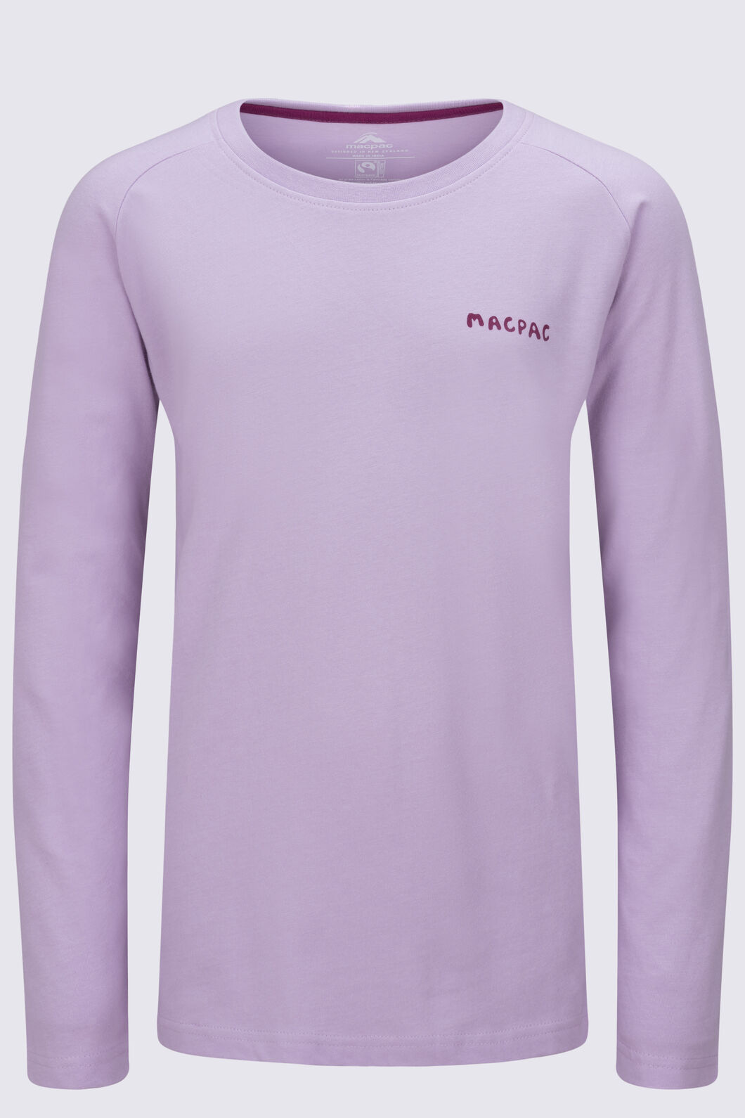 Macpac Kids' Abstract Waterway Fairtrade Organic Cotton Long Sleeve T-Shirt, Fair Orchid, hi-res