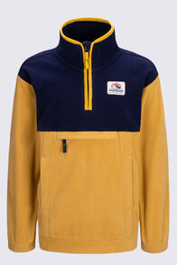Macpac Kids' Originals Fleece Pullover, Baritone Blue/Honey Mustard, hi-res