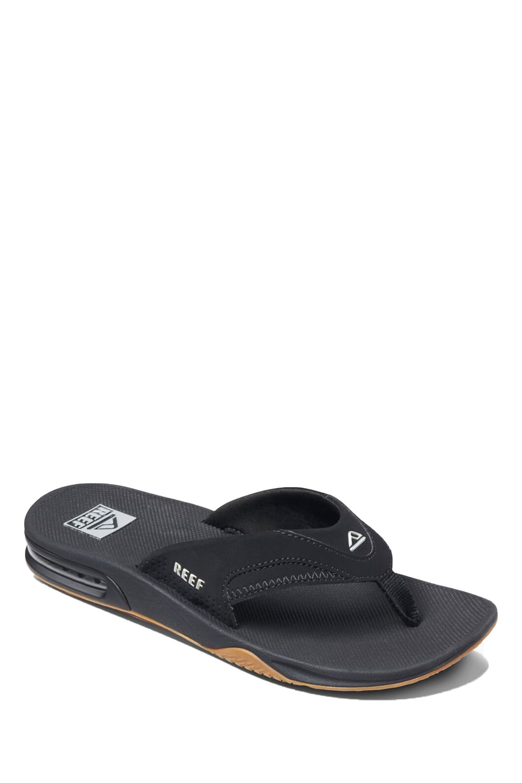 REEF&reg; Men's Fanning Thongs, Black Silver, hi-res