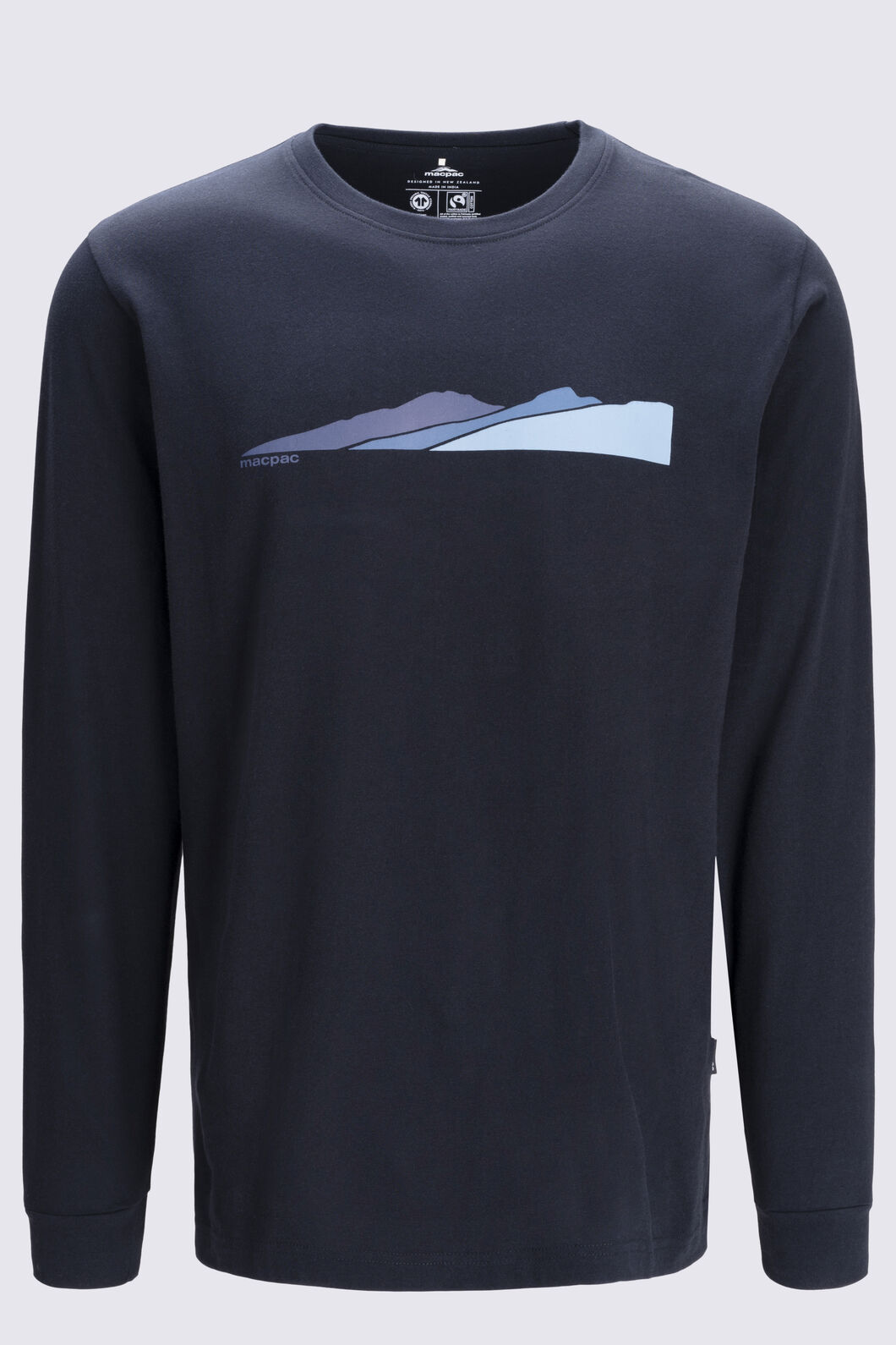 Macpac Men's Mountain to Sea Fairtrade Organic Cotton Long Sleeve T-Shirt, Black, hi-res
