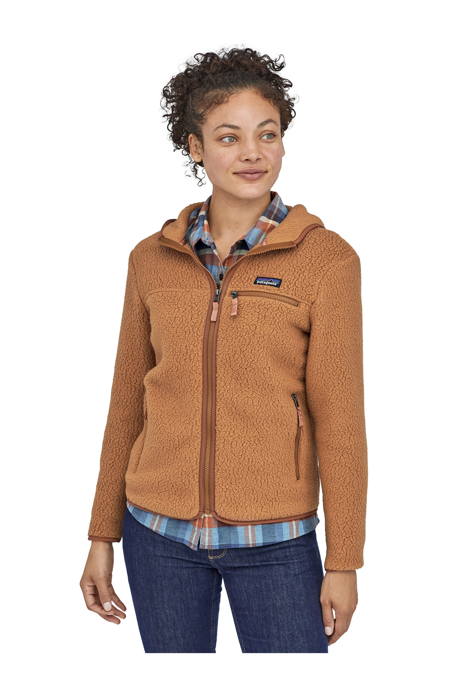women's retro pile fleece hoody