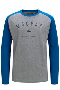 Macpac Kids' Graphic Long Sleeve T-Shirt, Classic Blue/Grey Marle, hi-res