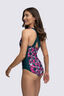 Macpac Women's Southshore Active One Piece Swimsuit, Deep Teal Shatter, hi-res