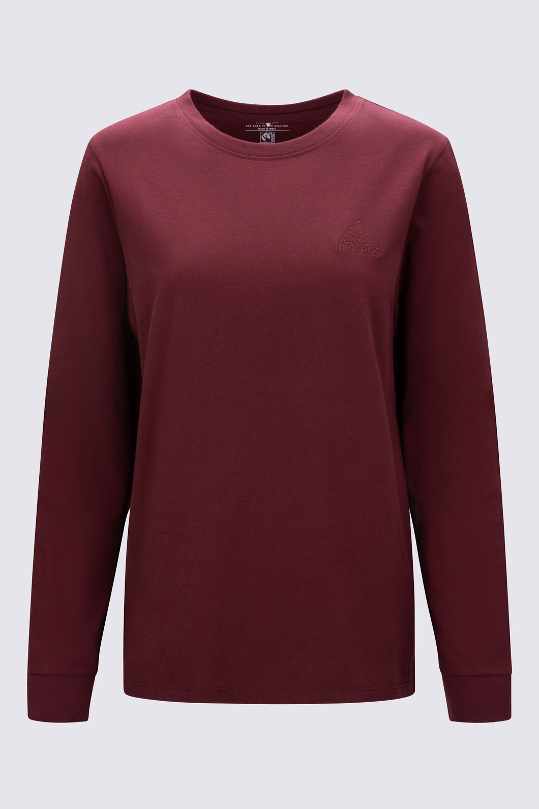 Macpac Women's Vintage Embroidered Fairtrade Organic Cotton Long Sleeve T-Shirt, Truffle, hi-res