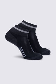 Macpac Reflective Trail Quarter Sock &mdash; 2 Pack, Black, hi-res
