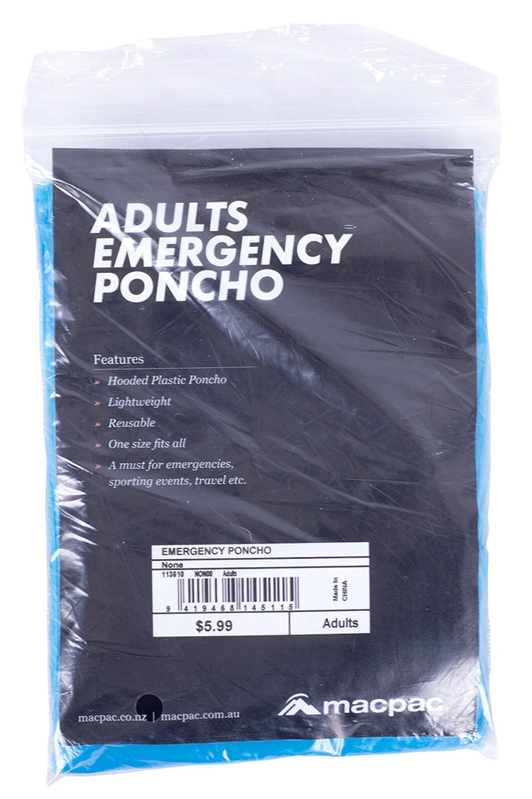 Macpac Emergency Poncho Adults, None, hi-res