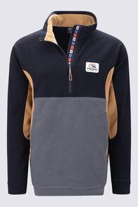 Macpac Men&rsquo;s Heritage Fleece Pullover, Black/Asphalt/Dijon, hi-res