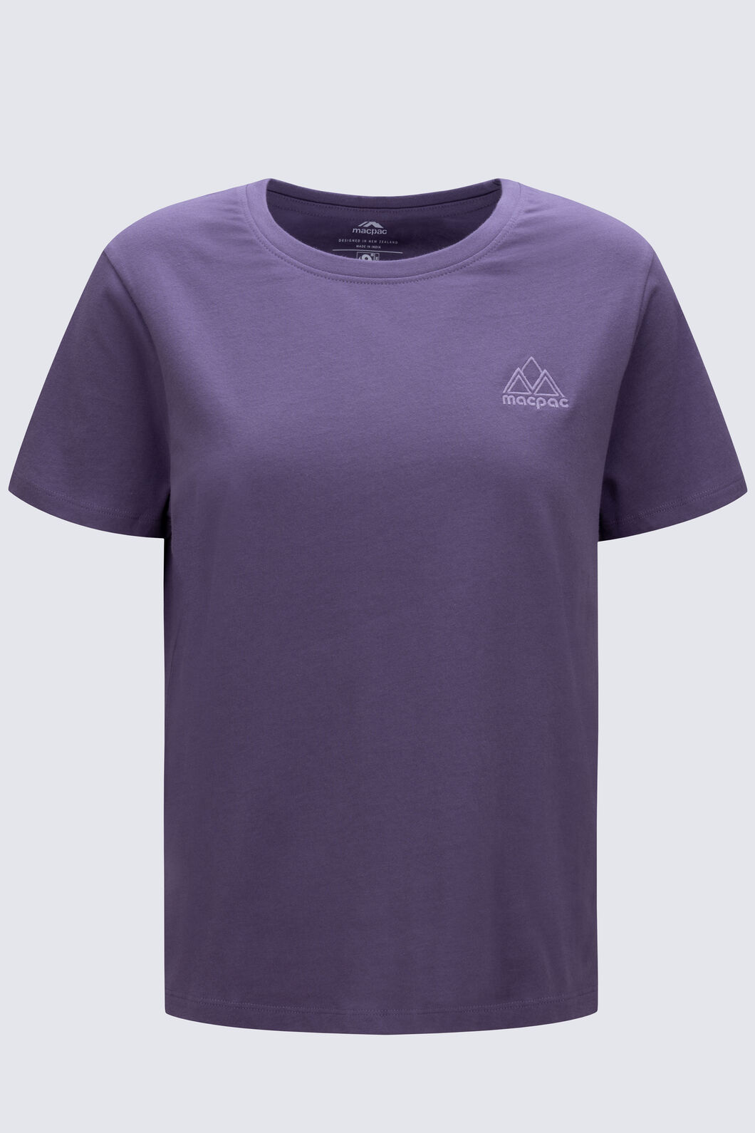 Macpac Women's Vintage Embroidered Fairtrade Organic Cotton Short Sleeve T-Shirt, Mulled Grape, hi-res