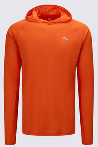 Macpac Men's Trail Long Sleeve Hooded T-Shirt, Macpac Orange, hi-res