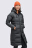 Macpac Women's Aurora Long Hooded Down Coat, Black, hi-res