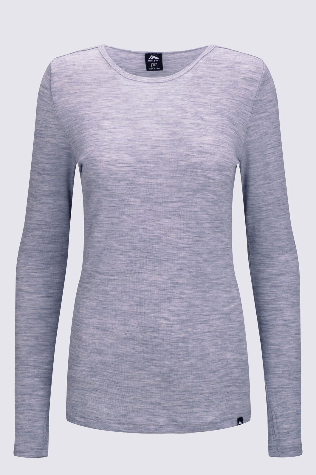 Macpac Women's 220 Merino Long Sleeve Top, Light Grey Marle, hi-res