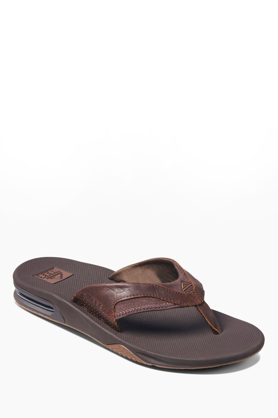 REEF&reg; Fanning Leather Men's Thongs, Dark Brown, hi-res