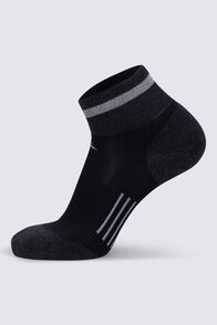 Macpac Reflective Trail Quarter Sock &mdash; 2 Pack, Black, hi-res