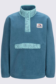 Macpac Kids' Heritage Snap Fleece Pullover, Cove Blue Heather, hi-res