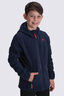 Macpac Kids' Mini Mountain Hooded Fleece Jacket, Navy/Pureed Pumpkin, hi-res