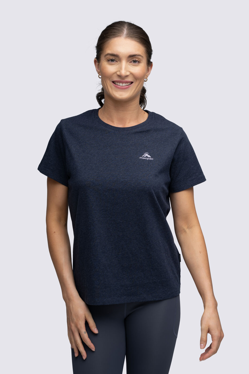 Macpac Women's Abel Tasman Topo Fairtrade Organic Cotton Short Sleeve T-Shirt, Navy Marle, hi-res