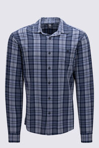 Macpac Men's Eclipse Long Sleeve Shirt, Navy Iris Check, hi-res