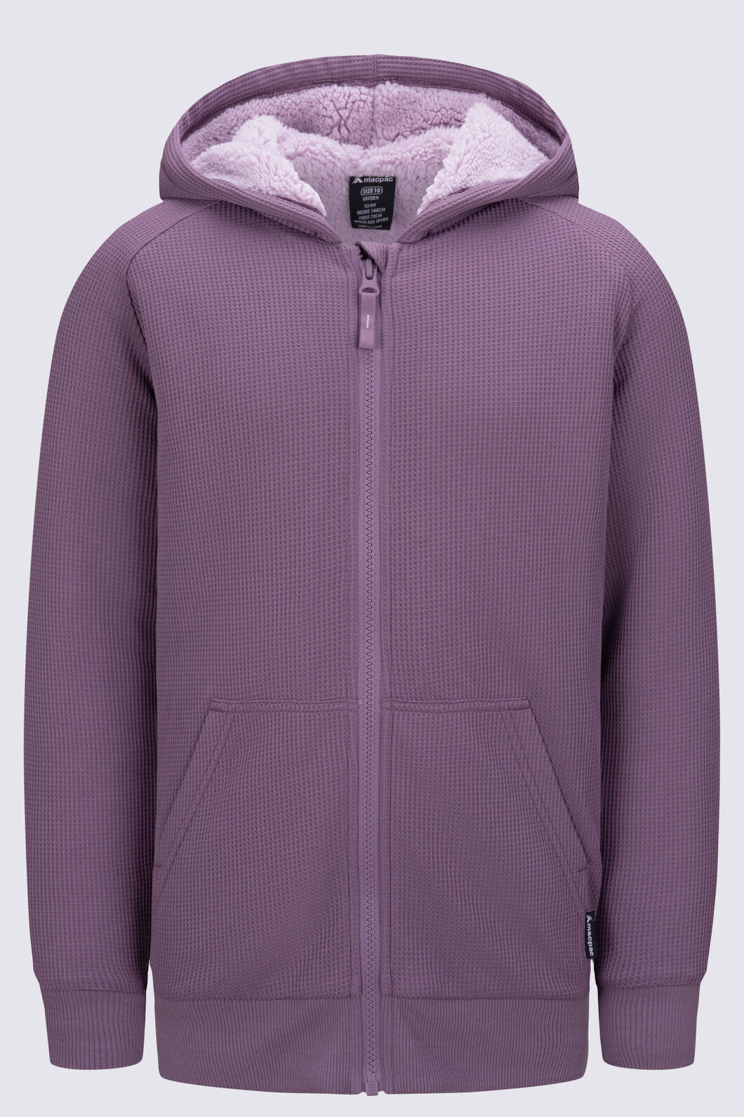 Macpac Kids' Waffle Sherpa Hooded Jacket, Grapeade, hi-res