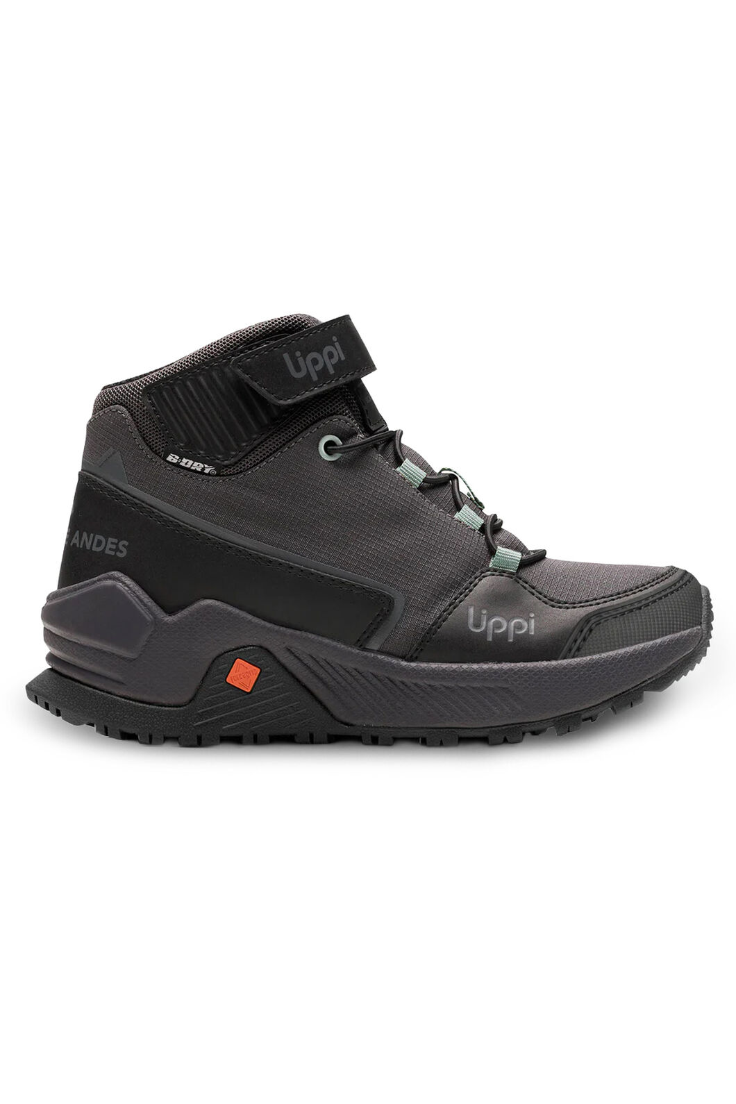 Lippi Kids' Motion Mid Hiking Shoes, Grey/Black, hi-res