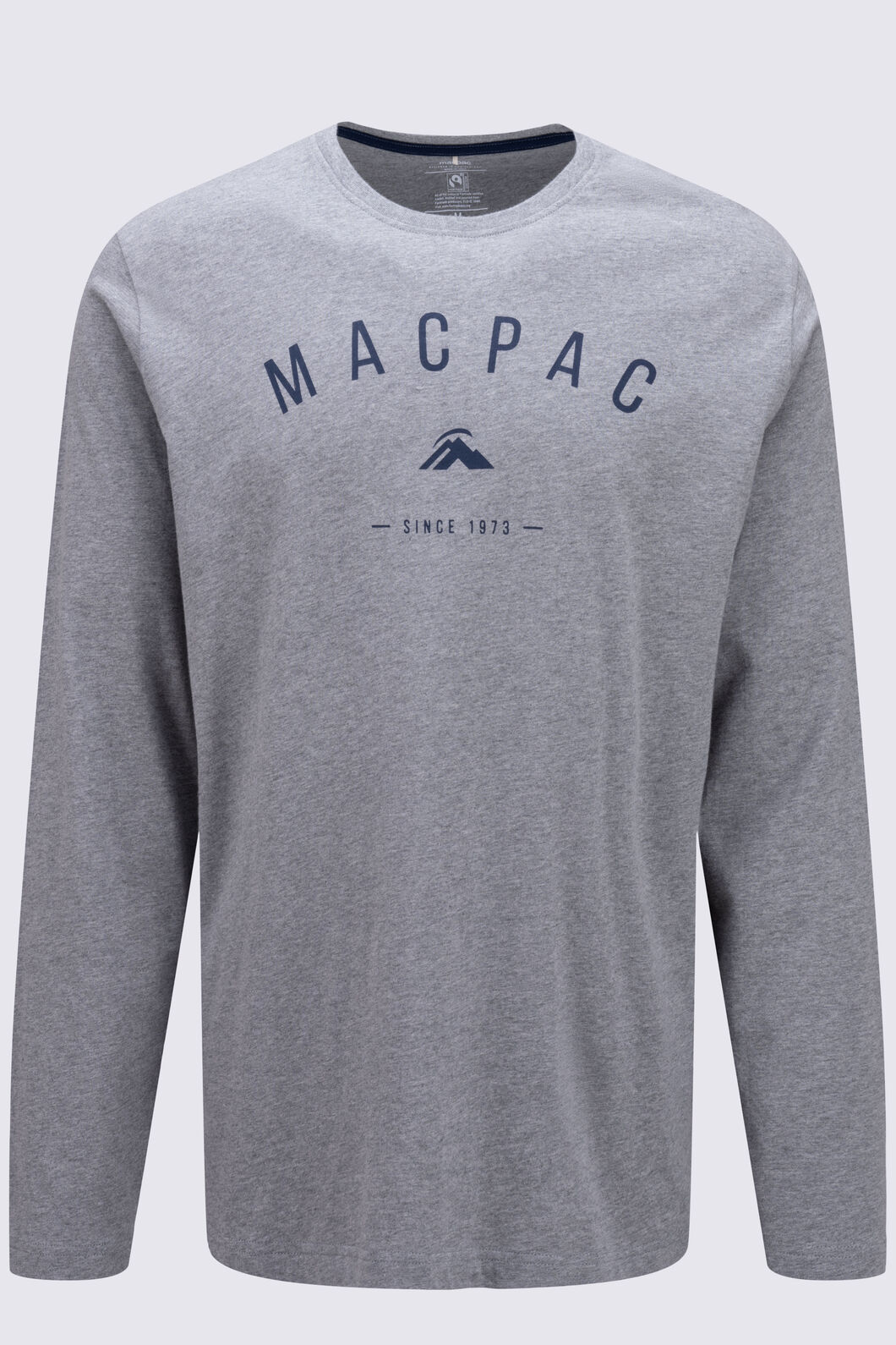 Macpac Men's Graphic Fairtrade Organic Cotton Long Sleeve T-Shirt, Grey Marle, hi-res