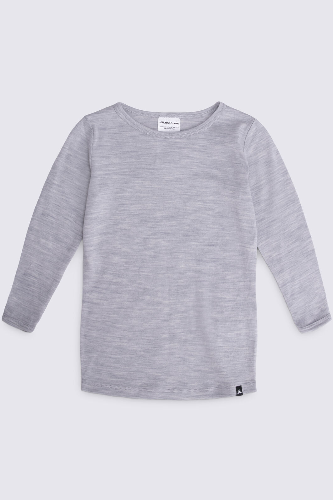 Macpac Baby 150 Merino Long Sleeve Top, Light Grey Marle, hi-res