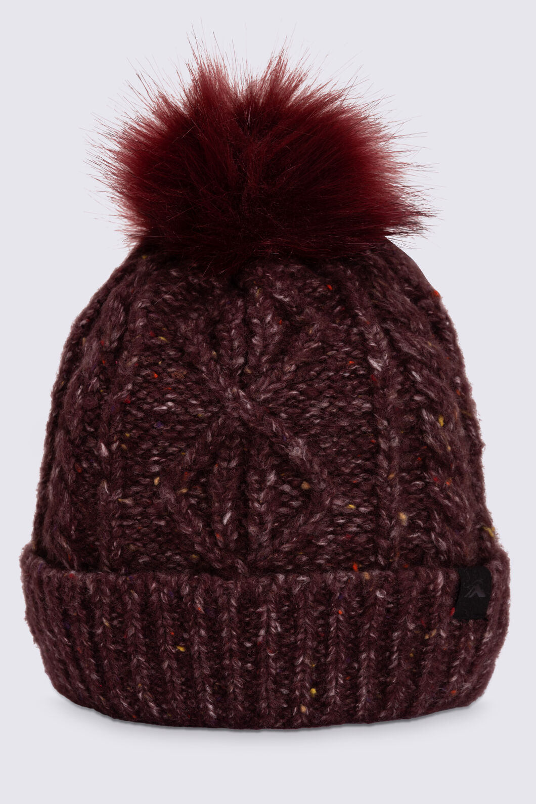 Macpac Flecked Pom Pom Beanie, Windsor Wine Fleck, hi-res